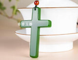 Myanmar Natural Green Jade Cross Pendant