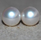 Real Pearl Golden Earrings 8MM Freshwater Studs Wedding Bridesmaid Gift