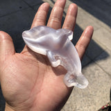 Natural Stone Selenite Dolphin Bowl Carved Animal Figurine