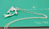 925 Sterling Silver Ocean Fish Pendant Necklace Hollow Dolphin Choker