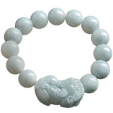 Natural Burmese Jadeite Round Bead Beast Bracelet Men Women Jewelry