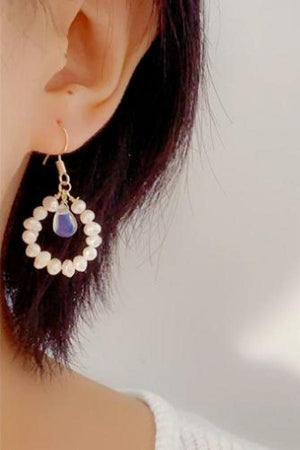 Crystal Freshwater Pearl Silver Dangle Earrings