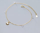 925 Silver White SHELL Anklet Bracelet with Crystals GTLS913