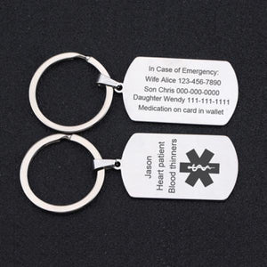 Personalized Medical Alert ID Keychain for Heart Disease & Diabetes Patients
