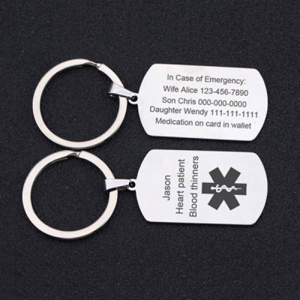 Personalized Medical Alert ID Keychain for Heart Disease & Diabetes Patients