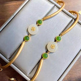 Inlaid Chalcedony Safety Clasp Bracelet Chinese Palace Women Jewelry