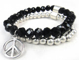 8mm Amythest Crystal Beads Bracelet with Peace Charm Women Stretch Bracelet