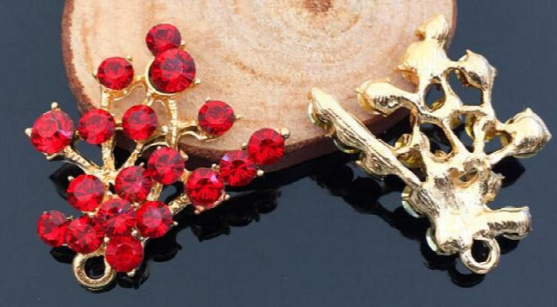 30pcs/lot Colorful Rhinestone Alloy Flowers Charm Pendant