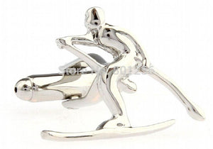 Sport Cuff Links Silver Skiing Copper Material Men Cufflinks