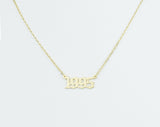 Old English Number Necklace Personalized Year Gothic Stainless