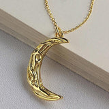 925 Silver Crescent Moon Pendant Necklace Women Jewelry