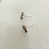 925 Sterling Silver Butterfly Stud Earring with Zirconium Plated Rhodium