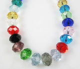 500pcs 8mm Mixed Glass Beads Rondelle Oval Spacer Crystal Necklace Hole