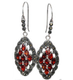 Red Crystal Marcasite Silver Earrings