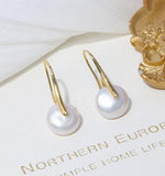 Coin Freshwater Pearl Dangle Earrings - Lady Gift