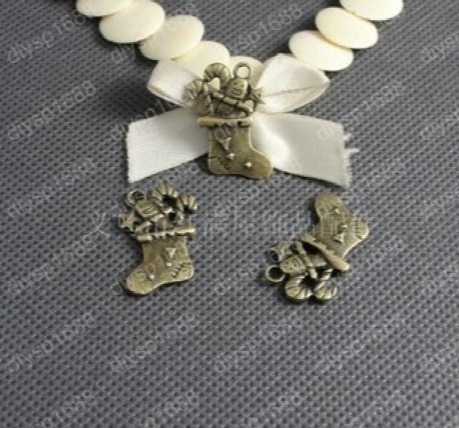 60pcs Christmas Boots Charms Antique Bronze Pendants