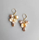 Purple Pink Baroque Keshi Pearl Earrings 925 Sterling Silver Hook