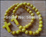 Yellow Cross Beads Bracelets, Stretch Beaded Jewelry 15PCS/LOT
