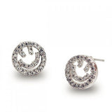 925 Silver Crystal Smiling face Earrings Women Girls Gift Jewelry