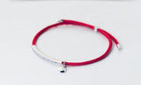 925 Sterling Silver Red Rope Braid Lucky Bar Bracelet