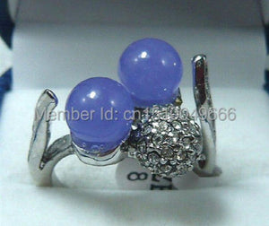 8mm Purple/Green/Blue Jade Shell Pearl/Flower Coral Ring
