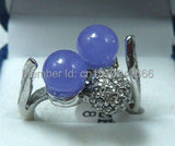 8mm Purple/Green/Blue Jade Shell Pearl/Flower Coral Ring