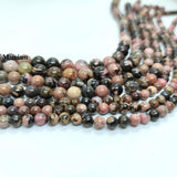 Mamiam Natural Stripe Rhodochrosite Pink Rhodonite Beads 6-10mm Round Stone