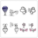 925 Silver Air Balloon & Heart Stud Earrings Wedding Gift