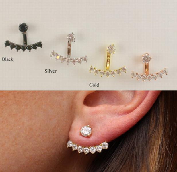 925 Silver CZ 3 Jacket Double Side Earring