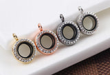 10PCS/lot Mix Colors 20MM Rhinestones Magnetic Memory Floating Locket Pendant