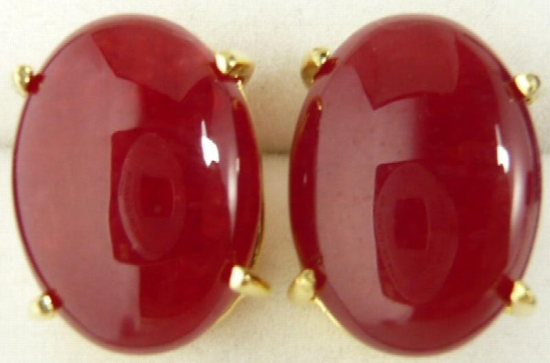 Women's Natural Jade Stud Earrings in 3 Colors - 13*18mm