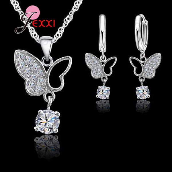 925 Silver Butterfly Jewelry Set for Women