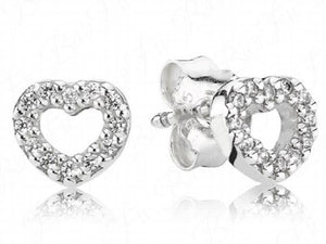 BaoFuNew 925 Silver Love Hollow Earrings Women Gift Jewelry