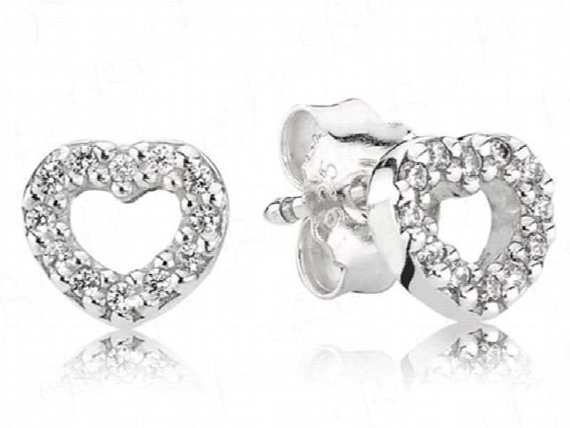 BaoFuNew 925 Silver Love Hollow Earrings Women Gift Jewelry