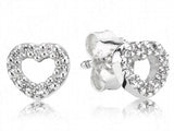 BaoFuNew 925 Silver Love Hollow Earrings Women Gift Jewelry