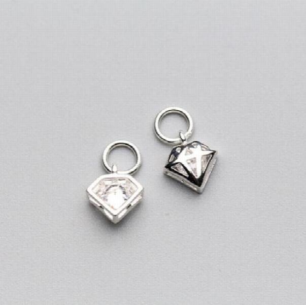 925 Sterling Silver Zircon Charms Pendants for Jewelry Making DIY Gift