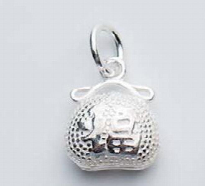 925 Silver Money Bag Charm Chinese Letter Good Luck Pendant DIY Jewelry Gift