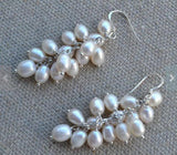 Freshwater Pearl S925 Silver Dangle Earrings Wedding Jewelry