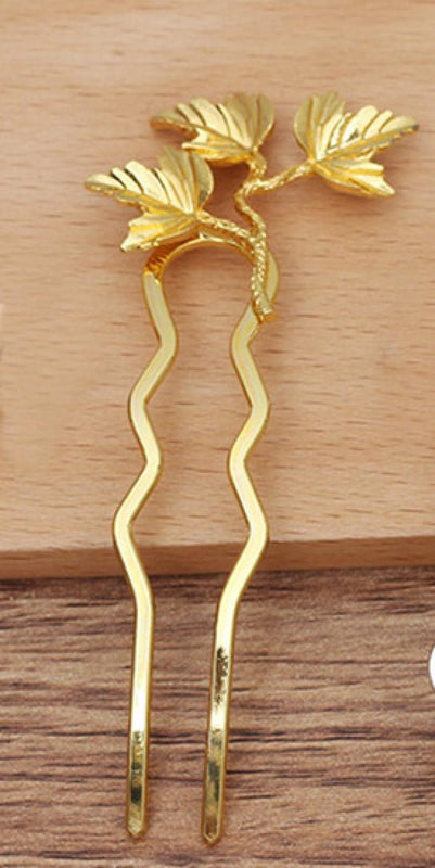 5 PCS Vintage Metal Alloy Leaf Hair Sticks DIY Hair Accessories