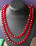 Natural Purple Jade Round Gemstone Beads Long Necklace 34''