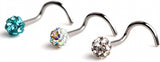 Surgical Steel Gem Crystal Nose Bone Studs Ring Pins Piercing Jewelry
