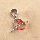 4pcs 925 Sterling Silver Pendant Clip Clasp Pinch Hook Pin Ball Beads Connectors