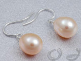 Peach Pink AA Freshwater Pearl Hook Earrings 8x16mm