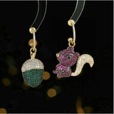 S925 Silver Needle Squirrel Fruit Earrings Asymmetrical Micro-inlaid Zircon