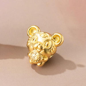 S999 Silver Chinese Zodiac Tiger Beads Charms DIY Making