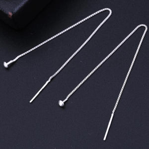 925 Sterling Silver Tassel Chain Dangle Drop Earrings