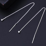 925 Sterling Silver Tassel Chain Dangle Drop Earrings