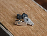 Real Antique 925 Silver Cross Stud Earrings Gothic Punk Style Vintage Jewelry