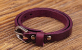 G557 Purple Biker Leather Bracelet Cuff