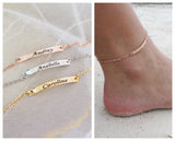 Personalized Anklet Bar Bracelet Boho Rose Jewelry